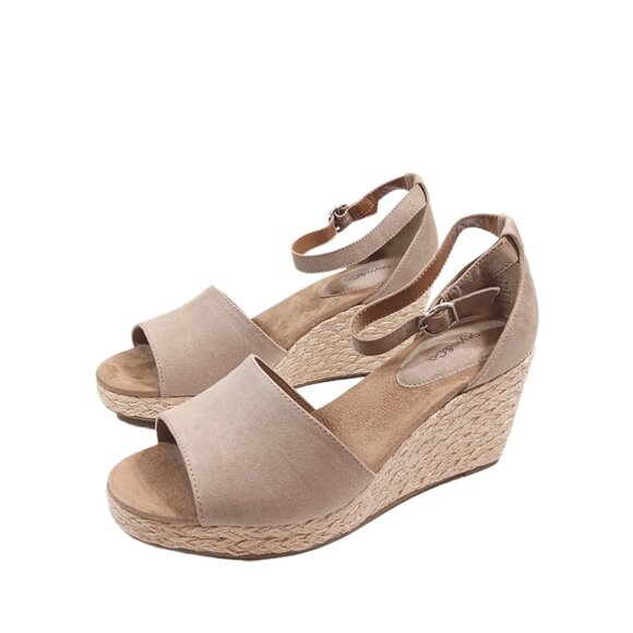 Style & Co Seleeney Sandals Womens 10 Wide Taupe Faux Suede Espadrille Wedge New - Picture 6 of 6
